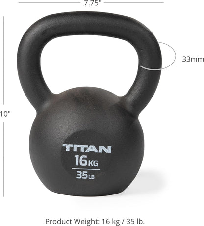 Titan Fitness Cast Iron Kettlebell, Single Piece Casting, KG and LB Markings, Full Body Workout