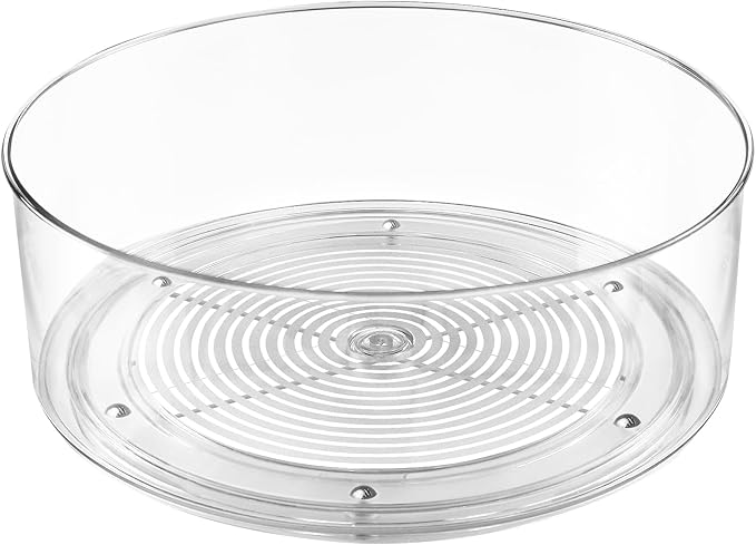 Refrigerator Lazy Susan, Round Clear Turntable Organizer, Plastic 360 Degree Rotating Lazy Susan for Fridge, Food Storage Container for Kitchen,1pcs