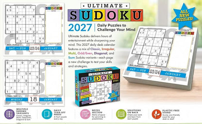 Ultimate Sudoku 2027 Daily Desk Calendar: Boxed Page-a-Day Puzzle Calendar with Day-to-Day Classic, Irregular, Multi, Odd/Even, Diagonal & Sum Variants