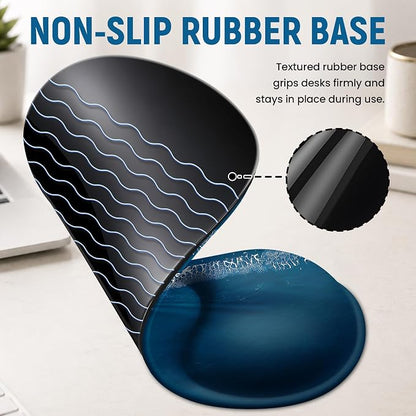 Ergonomic Mouse Pad with Wrist Rest, Gel Wrist Support, Coastal | 10.2 x 7.6 in Mouse Pad with Smooth Fabric Surface and Non-Slip Rubber Base for Office, Home, Study, and Gaming