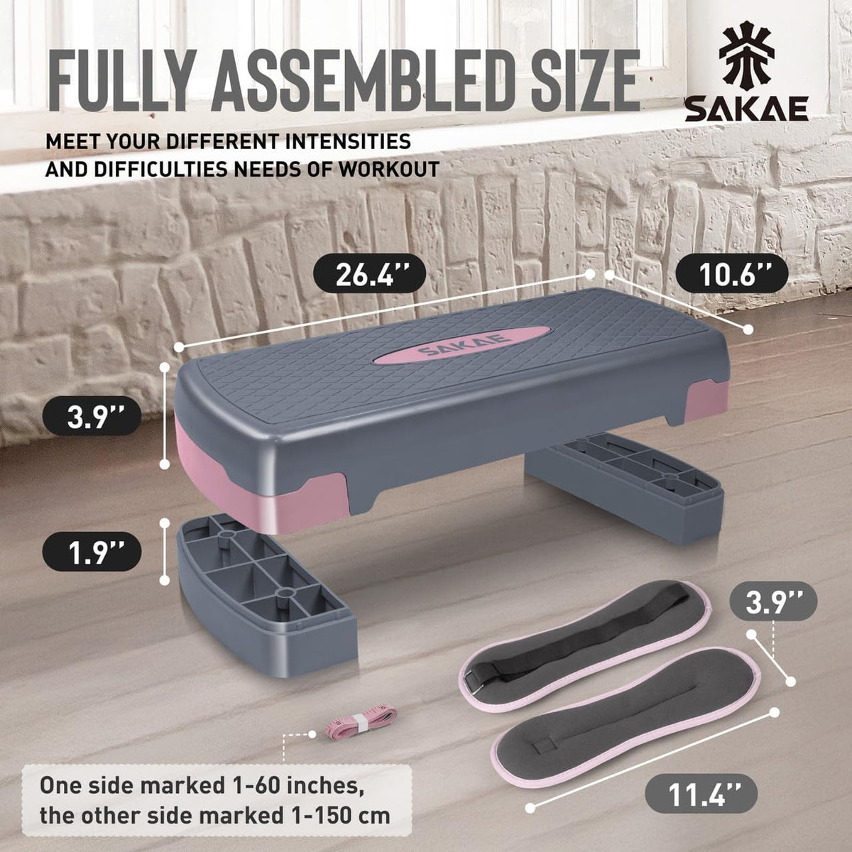 Adjustable Height Aerobic Stepper Set, Multiple Bundle Options with Dumbbells, Kettlebell, Waist Trimmer, Ankle Weights or Weighted Vest, Workout Exercise Step Platform w/Level Risers, 4 Colors