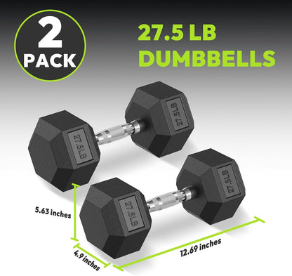Hex Dumbbell Set 2.5-400 lb, Rubber Encased Exercise & Fitness Dumbbells, Weights Dumbbells Set of 2, Hand Weight for Strength Training