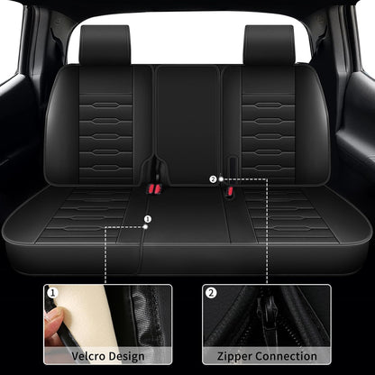 Seat Covers Fit for Honda Ridgeline 2006-2024 2025: Crew Cab 5 Seats Car Seat Covers Faux Leather Truck Pickup Seat Cushion Protector - Front Seats Without Armrests(Full Set, Blackline)