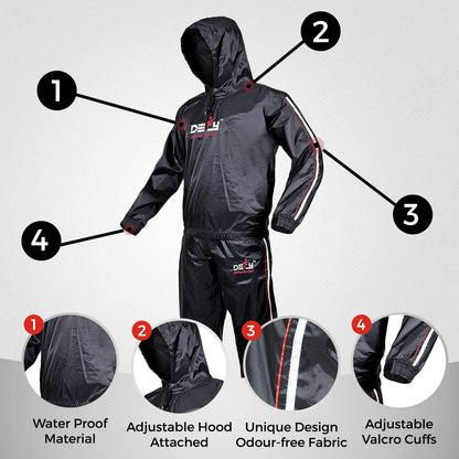 DEFY Heavy Duty Sauna Suit for Weight Loss Full Body Wrap Hoodie Men Women Anti-Rip Sweat suit Gym Workout Exercise Gear