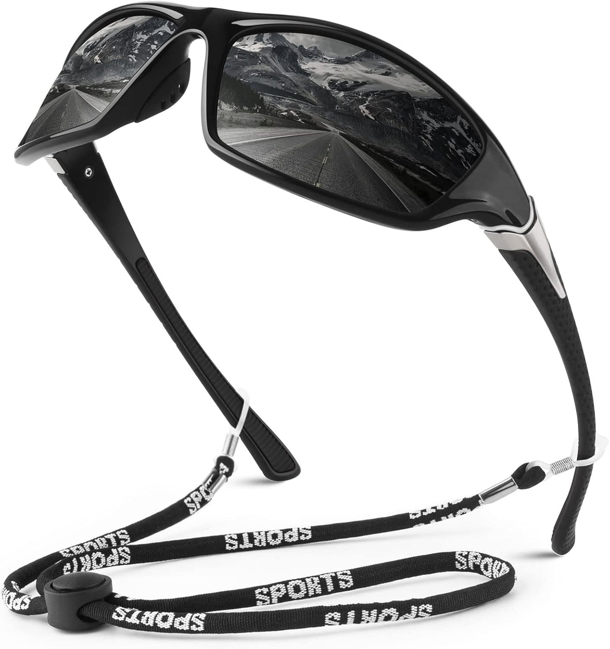 Polarized Sports Sunglasses for Men Women,Fishing Driving Rectangular Goggles UV400 Protection