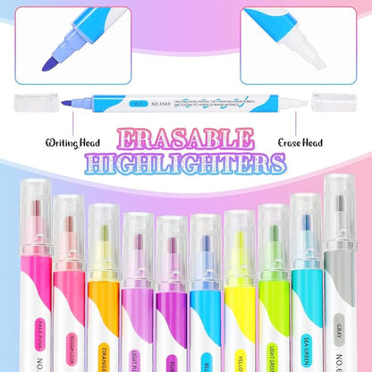 Zhehao 20 Pcs Erasable Highlighters Set, 10 Assorted Pastel Colors