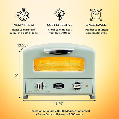Graphite Heating Technology Pop-Up Toaster w/7 Heat Settings, 3 Toasting Functions & Unique Bagel Mode, Olive Green