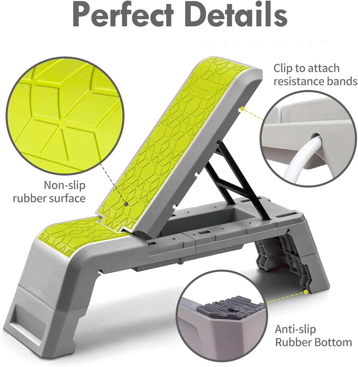 leikefitness Exercise Step Platform, Multifunctional Aerobic Deck with Cord and Adjustable Dumbbell & Weight Bench, Fitness Equipment for Workout Home Gym