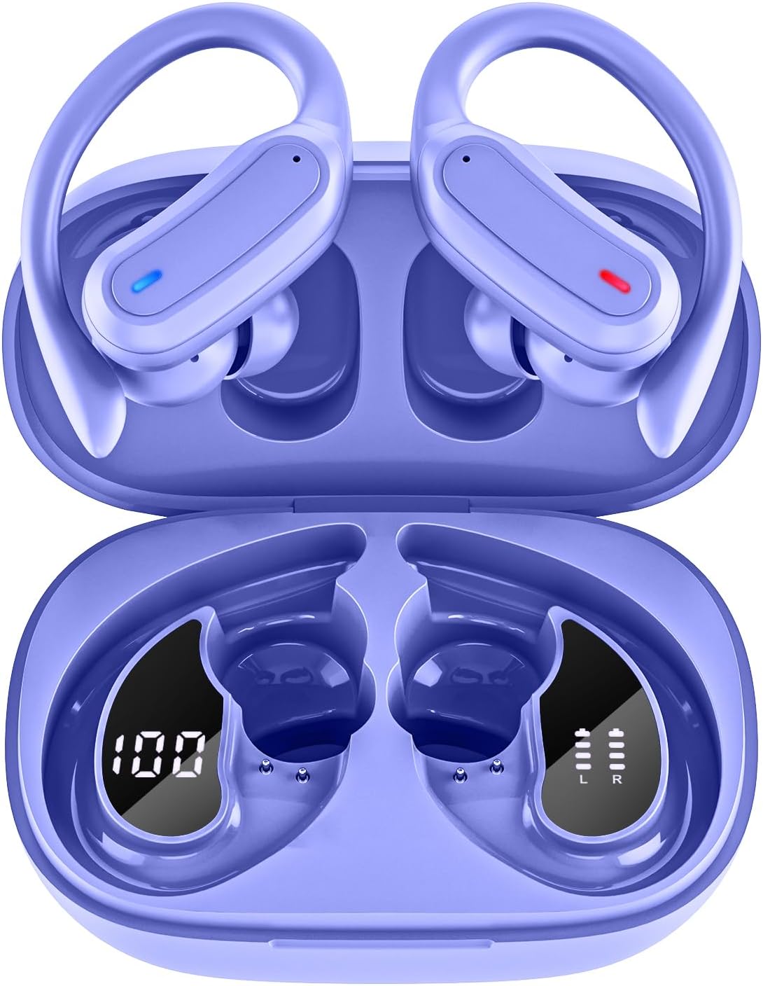 Wireless Earbuds, Bluetooth 5.4 Headphones, True Wireless Stereo Earphones with IPX7 Waterproof, Noise Cancelling Mic, Fast Charging and Comfort Fit Ear Buds for Sports/Workouts - Purple