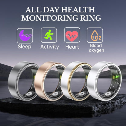 Smart Ring Health Fitness Tracker, Size First with Sizing Kit, Activity & Sleep Tracker/Stress/Heart Rate Monitor, Waterproof Smart Ring for Men/Women, No App Subscription (Platinum, 10)