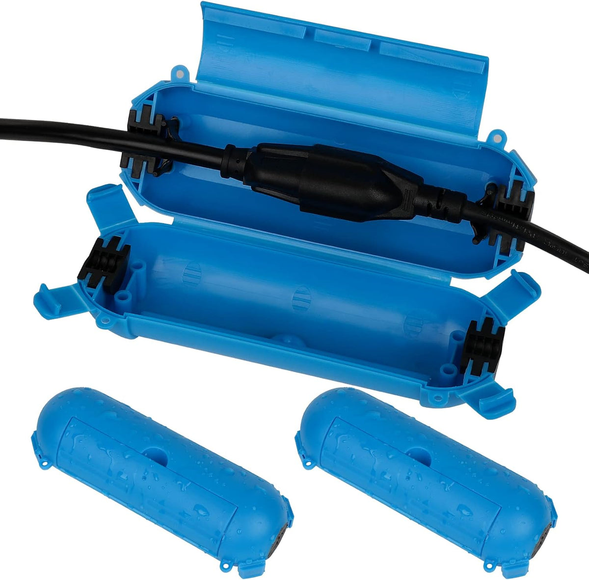 Flemoon [3 Pack] Outdoor Extension Cord Cover, IP44 Waterproof Box and Safety Housing Case, Ideal to Protect Outdoor Plugs, Electrical Connections, Holiday Decoration Lights, Size Small, Blue