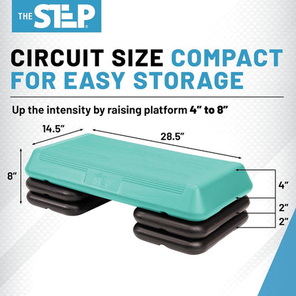 Freestyle STEP Exercise Step Platform, Circuit Size Stepper for Exercise at Home with 2 Risers