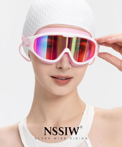 NSSIW Goggles Swimming Adult Swim-Goggles: Wide View with UV400 Protection Anti Fog No Leak for Men and Women 3 Pack