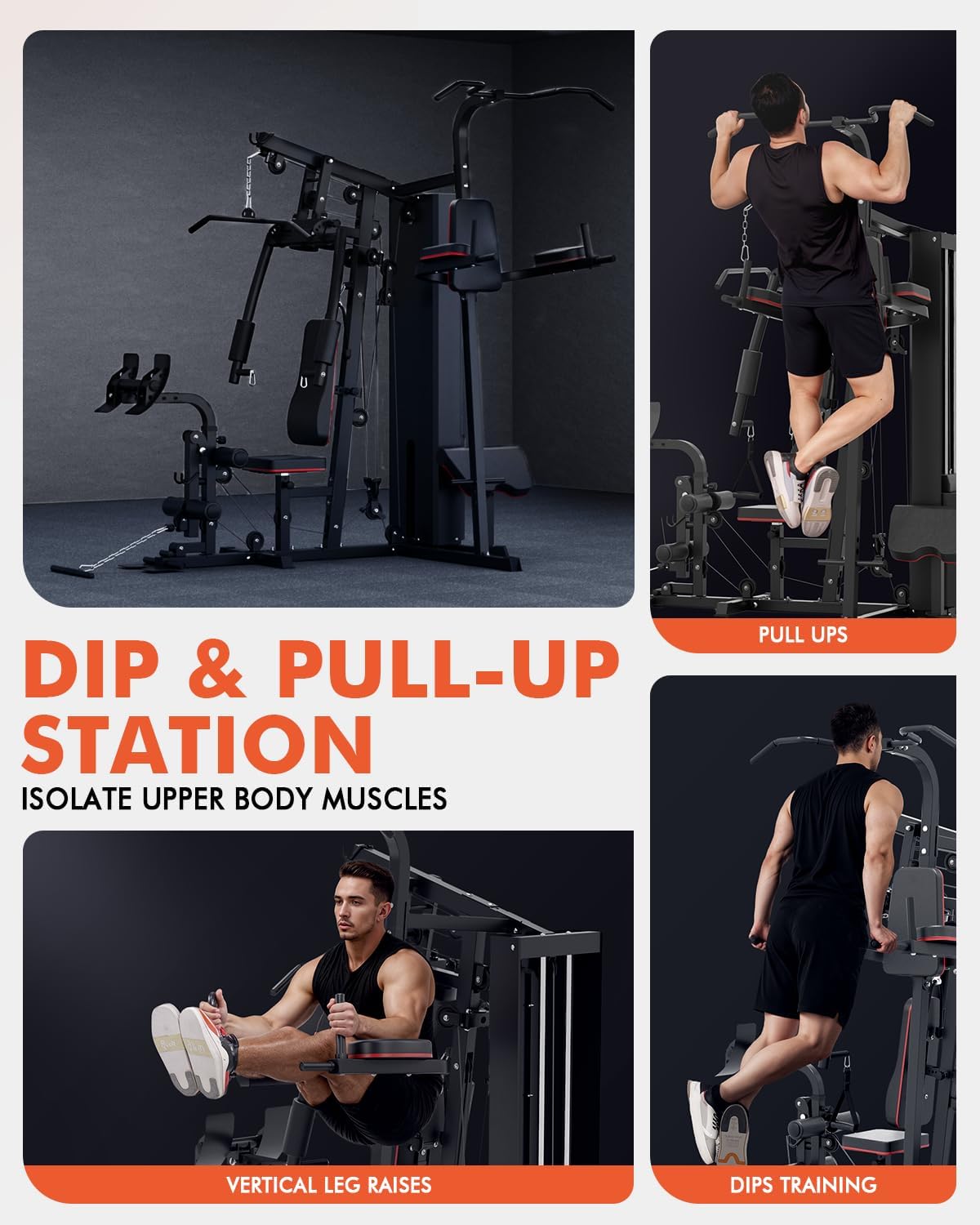 Mikolo Home Gym, Workout Station with 150LBS Weight Stack, Multifunctional Home Gym Equipment, Exercise Equipment for Full Body Strength Training
