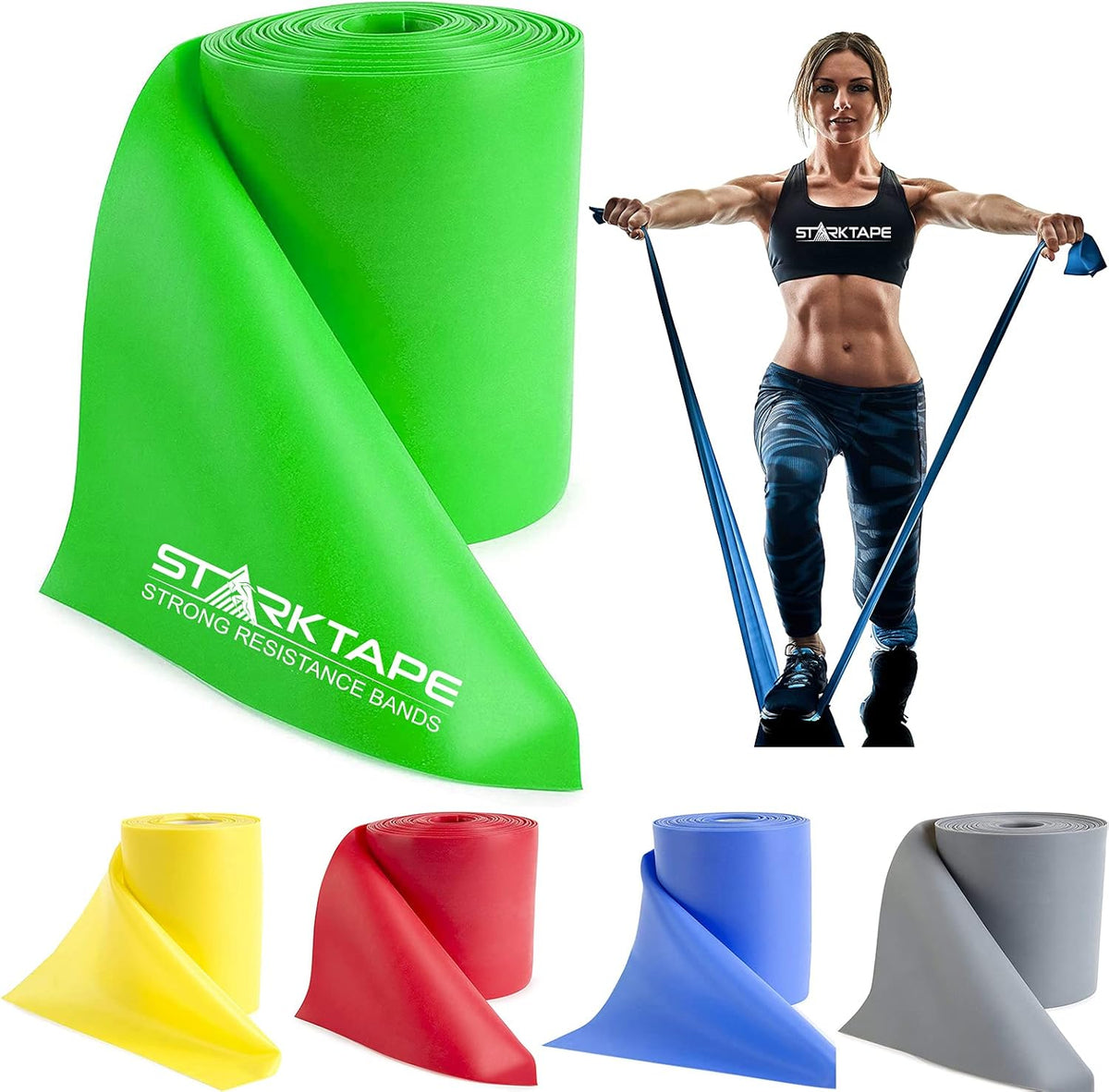 Resistance Bands Professional 8,16, 25, 50 Yards Bulk Rolls. Latex-Free Elastic Physical Therapy Band. No Scent, No Powder - Perfect for Home Exercise, Yoga, Pilates, Gym, Rehab, Workout
