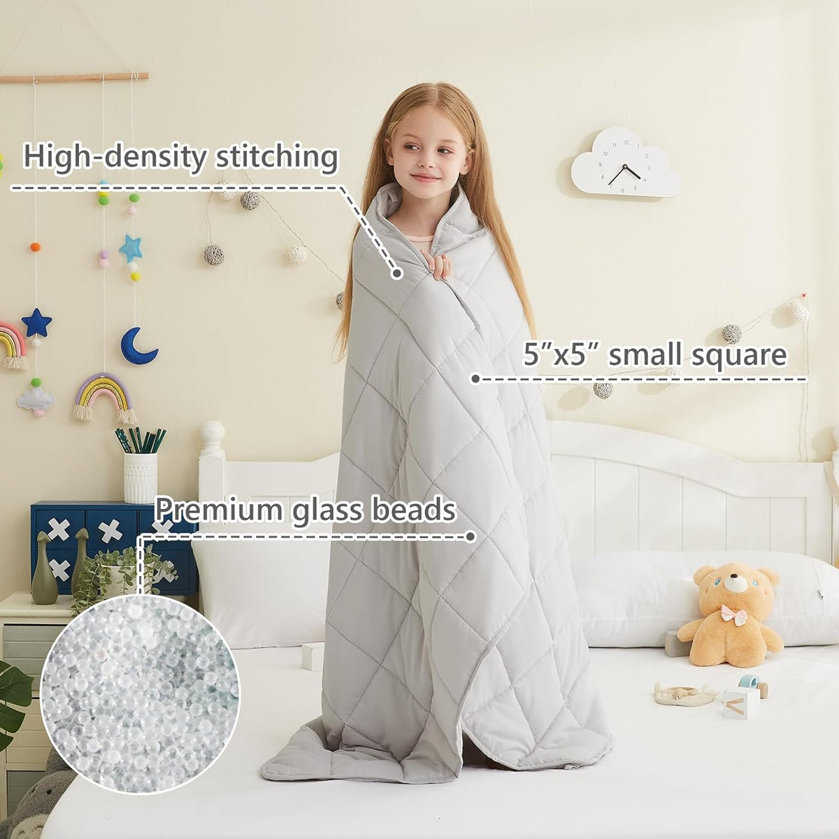 L'AGRATY Weighted Blanket - 36"x48" 3lbs Weighted Blanket Microfiber Material with Glass Beads Small Blanket for All-Season Summer Fall Winter Soft Thick Blanket