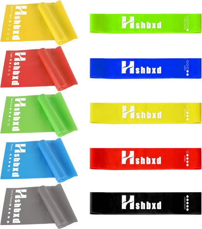 Resistance Bands for Working Out, Physical Therapy Bands, Latex Free Elastic and Exercise Bands Set for Stretching, Suitable for Rehab, Yoga, Pilates, Gym, Home Exercise