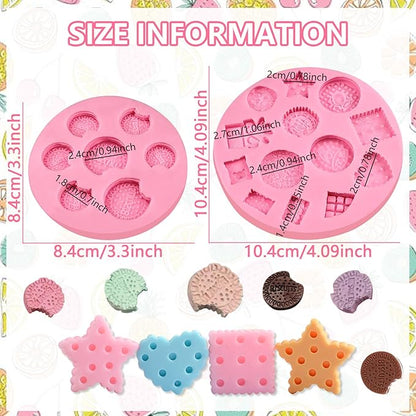 Cookie Fondant Molds, Mini Cake Decorating Silicone Mold Set of 2, Perfect for Cupcake Toppers, Cookie Dough, Sugar Craft Glue, Candy Chocolate, Flower Paste, Clay, Resin, Gypsum