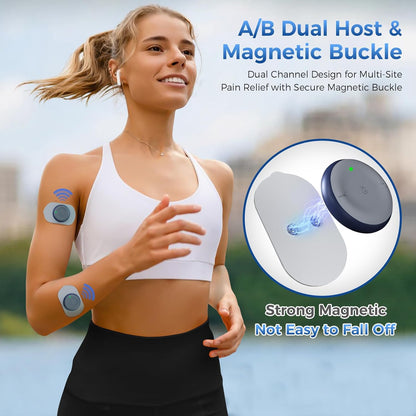 KingPavonini Wireless TENS Unit, Muscle Stimulator for Pain Relief, Portable Rechargable TENS EMS Machine, LED Screen, Remote, Dual Channel 6 Modes 16 Intensity Massager, Charging Case (4 Pads)