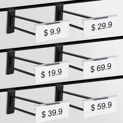 Polmart Heavy Duty Black Slatwall Panel Double-Bar Hooks - 50 Pack (4-inch)