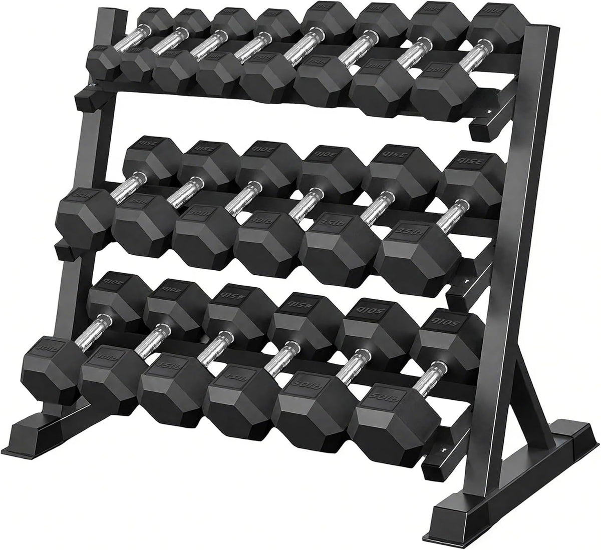 350/450/550 lbs Hex Weight Dumbbell Sets with Rack 5-50 lbs Hand Weights for Strength Training for Home Gyms Men Women Rubber Iron Rubber Coated Exercise & Fitness Muscle