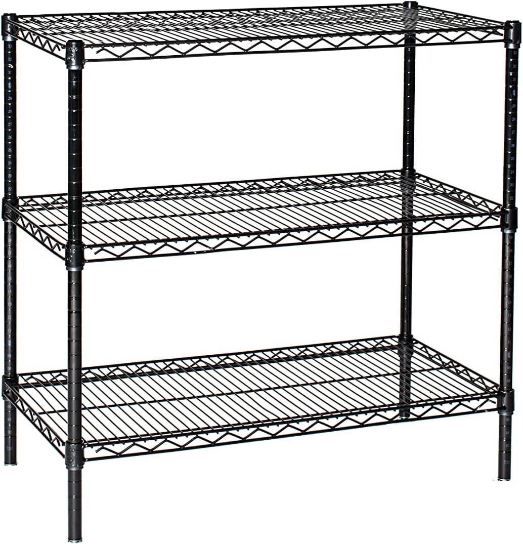 Omega 21" Deep x 60" Wide x 54" High 3 Tier Black Starter Shelving Unit