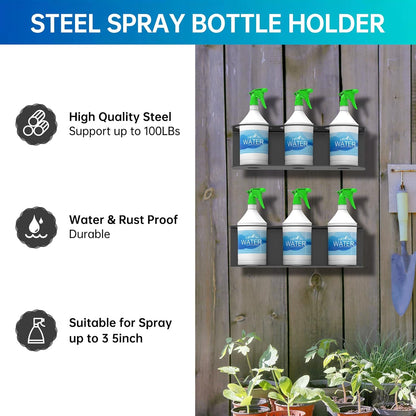 2 Pack 3 Holes All-Purpose Spray Bottle Holder Wall Mount Heavy Duty Spray Can Holder Rack Organizer Storage for Home Garage Workspace