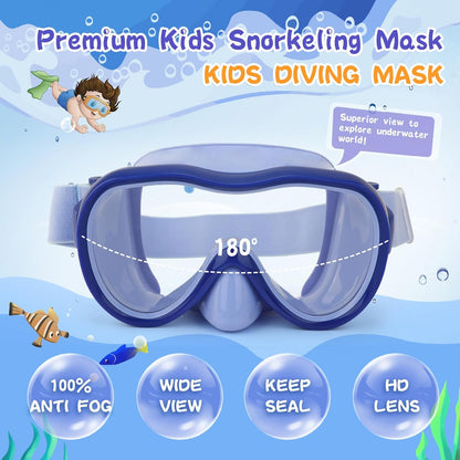 Kids Swim Goggles with Nose Cover, Anti-Leak Swim Mask with Elastic Fabric Strap, UV Protection Swimming Goggles for Kids