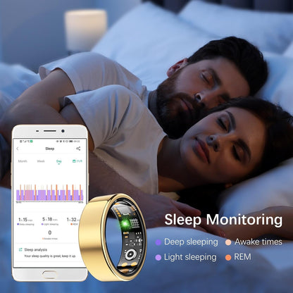 Health Tracker Ring, Smart Health Ring for Women Men with Heart Rate, Blood Oxygen, Sleep Monitor, Steps,Calories, No Subscription Fee, IP68 Waterproof Smart Ring for iPhone & Android (Gold, 6#)