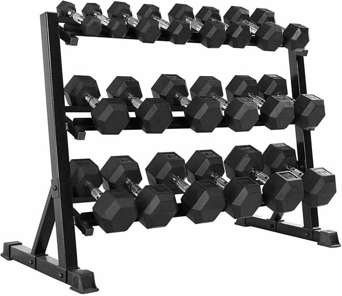 350 lb/450 lb/550 lb Weight Dumbbell Set with Rack Rubber Hex Dumbbell with Rack Hand Weights Set for Women Men Complete Weight Set Barbell Coated for Exercise Training 5-50 lb