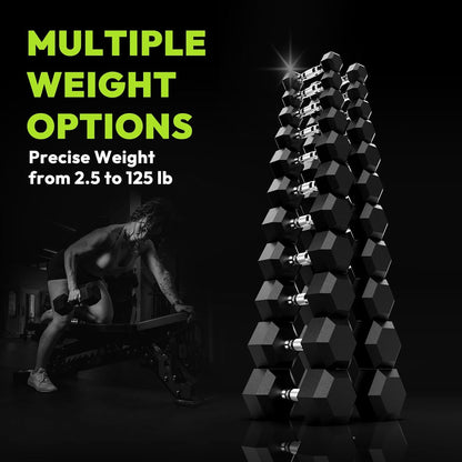Hex Dumbbell Set 2.5-400 lb, Rubber Encased Exercise & Fitness Dumbbells, Weights Dumbbells Set of 2, Hand Weight for Strength Training
