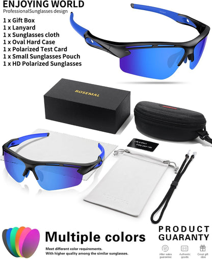 Polarized Sports Sunglasses for Men Women,UV400 Protection Sunglass for Running Cycling Fishing Hiking TR90