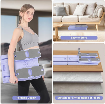 Pilates Board - 2025 Pilates Reformer Set for Full Body Workouts, Foldable Ab Core Trainer Board, 5 in 1 Multi-Purpose Pilates Board for Home with Resistance Bands, Ideal for Women & Men (Purple, L)