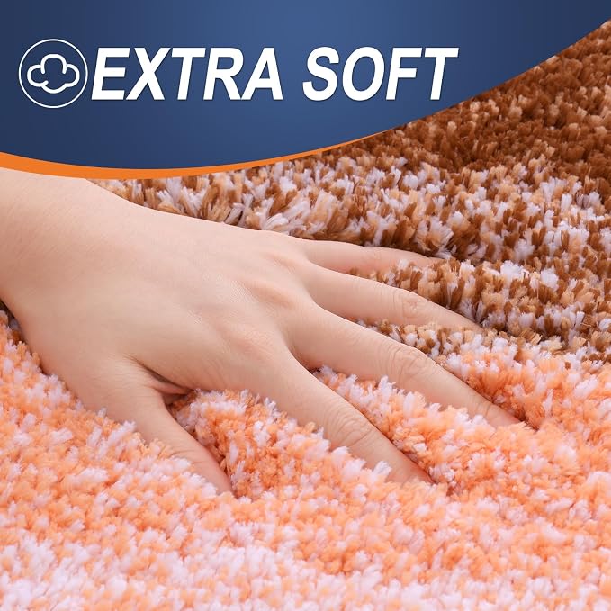 OLANLY Bathroom Runner Rugs Mat 47x17, Extra Soft Absorbent Microfiber Bath Rugs, Rubber Backing, Quick Dry, Washable Long Bath Mats for Bathroom Floor, Tub and Shower, Home Decor Accessories, Orange