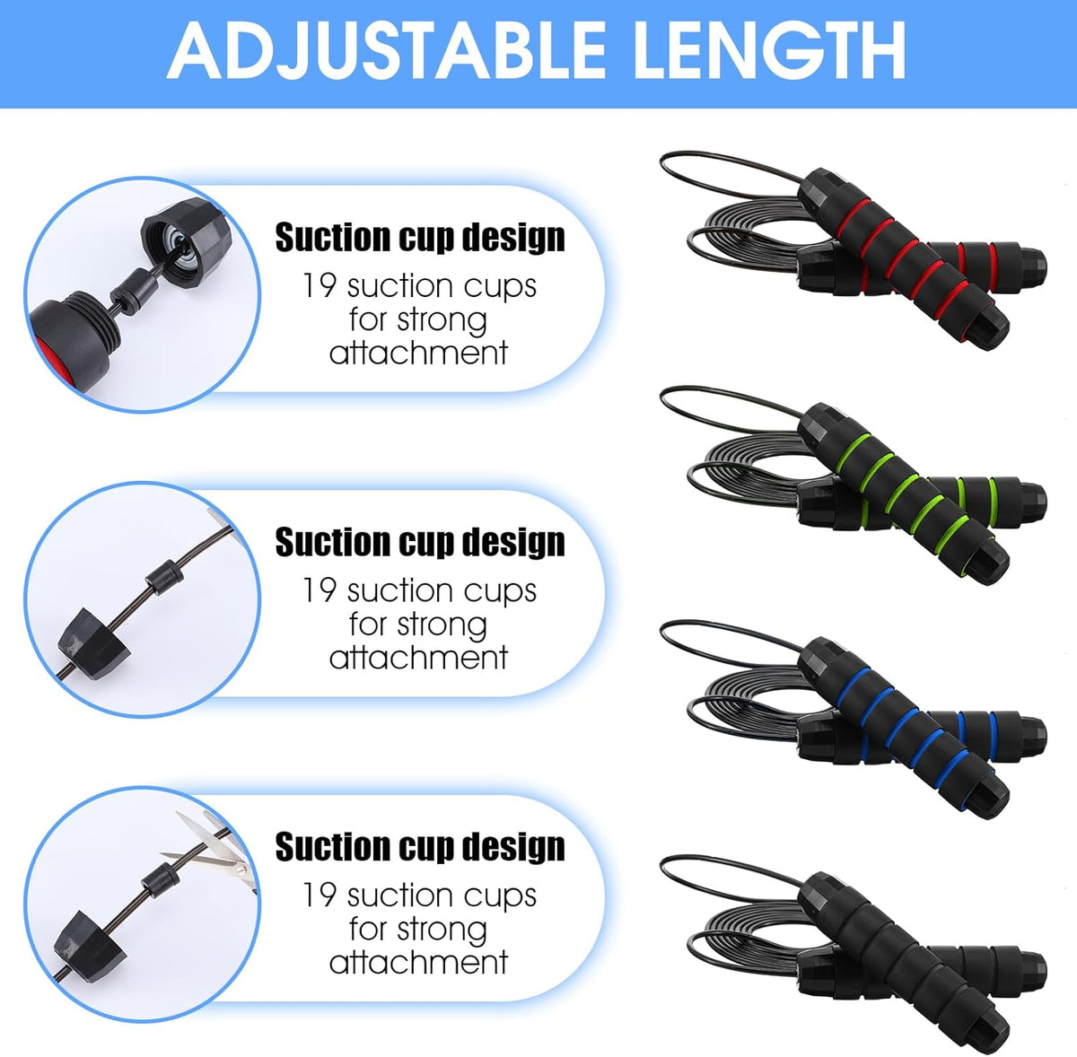 16 Pieces Jump Ropes for Fitness with Ball Bearings Speed Jumping Rope Adjustable Skipping Rope with Foam Handles Exercise Jump Rope for Men Women Cardio Training