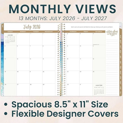 bloom daily planners 2026-2027 Planner (8.5” x 11") 13 Month Academic Year Organizer (July 2026 - July 2027) - Weekly & Monthly Agenda Book with Stickers & Tabs - Coastal Calm