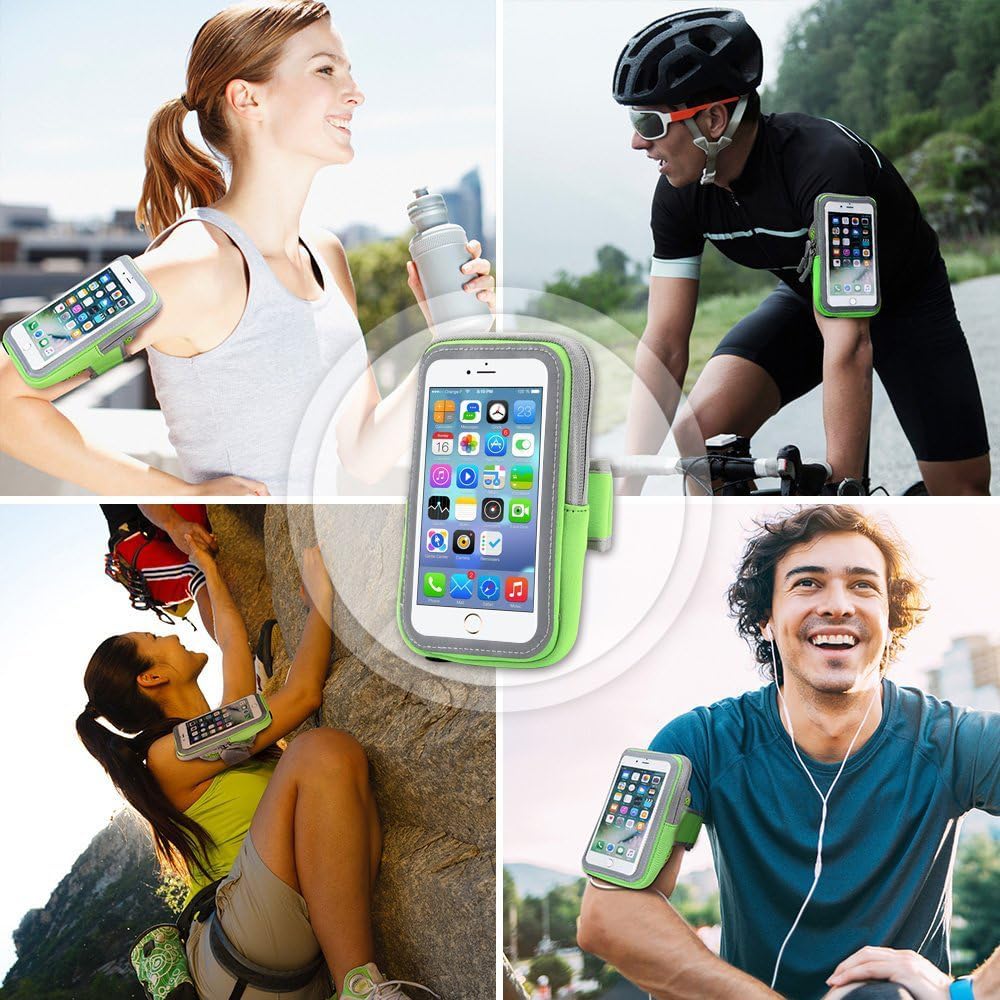 Multifunctional Outdoor Sports Armband Sweatproof Running Armbag Casual Arm Package Bag Gym Fitness Cell Phone Bag Key Holder for iPhone 16 15 14 13 Max Pro Plus Samsung Galaxy Note S24 S23 Edge, Pink