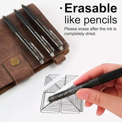 Vanstek 18 Black Retractable Erasable Gel Pens Clicker, Fine Point(0.7), Make Mistakes Disappear, Premium Comfort Grip, Black Ink for Planners, Note Taking and Crossword Puzzles