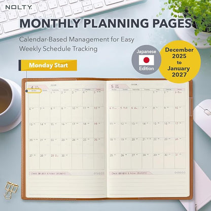 NOLTY Business Basic Diary A5 Weekly Planner 2026, January Start, Japanese Edition, Pink, 2026-6702