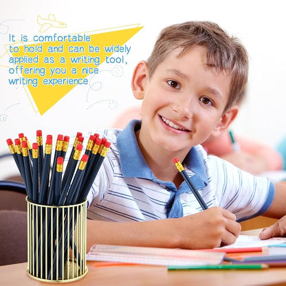 Outus 24 Pieces Round Pencils Cute HB Graphite Wood Pencils Bulk with Eraser for School Writing Drawing Sketching Wedding Office Supplies(Blue)