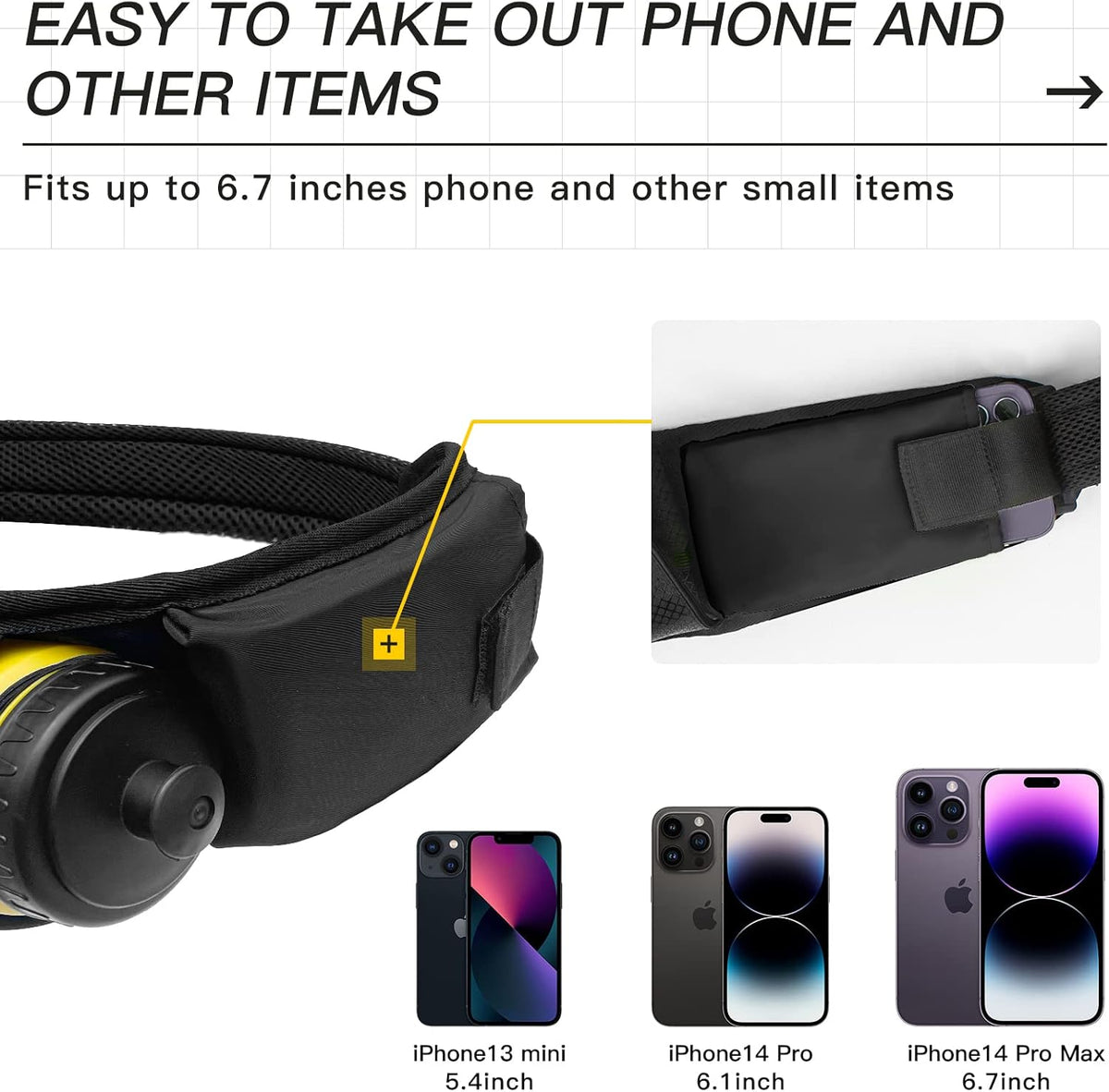 PYFK Running Belt Hydration Waist Pack with Water Bottle Holder for Men Women Waist Pouch Fanny Bag Reflective