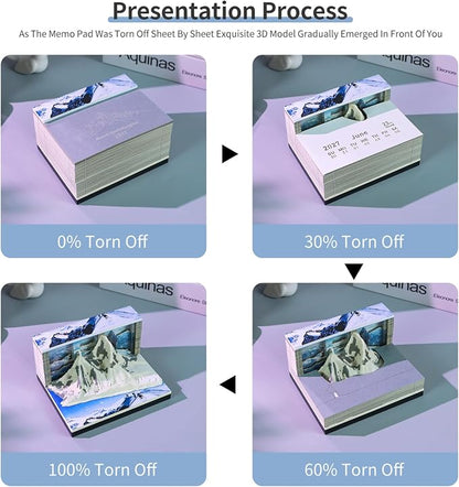 3D Time Piece Calendar, 2027 Desk Calendar With LED Light, 3d Tree Memo Pad Creative Desk Calendar, Christmas Gift for Colleague Friend, Desktop Decoration (Mount Everest)