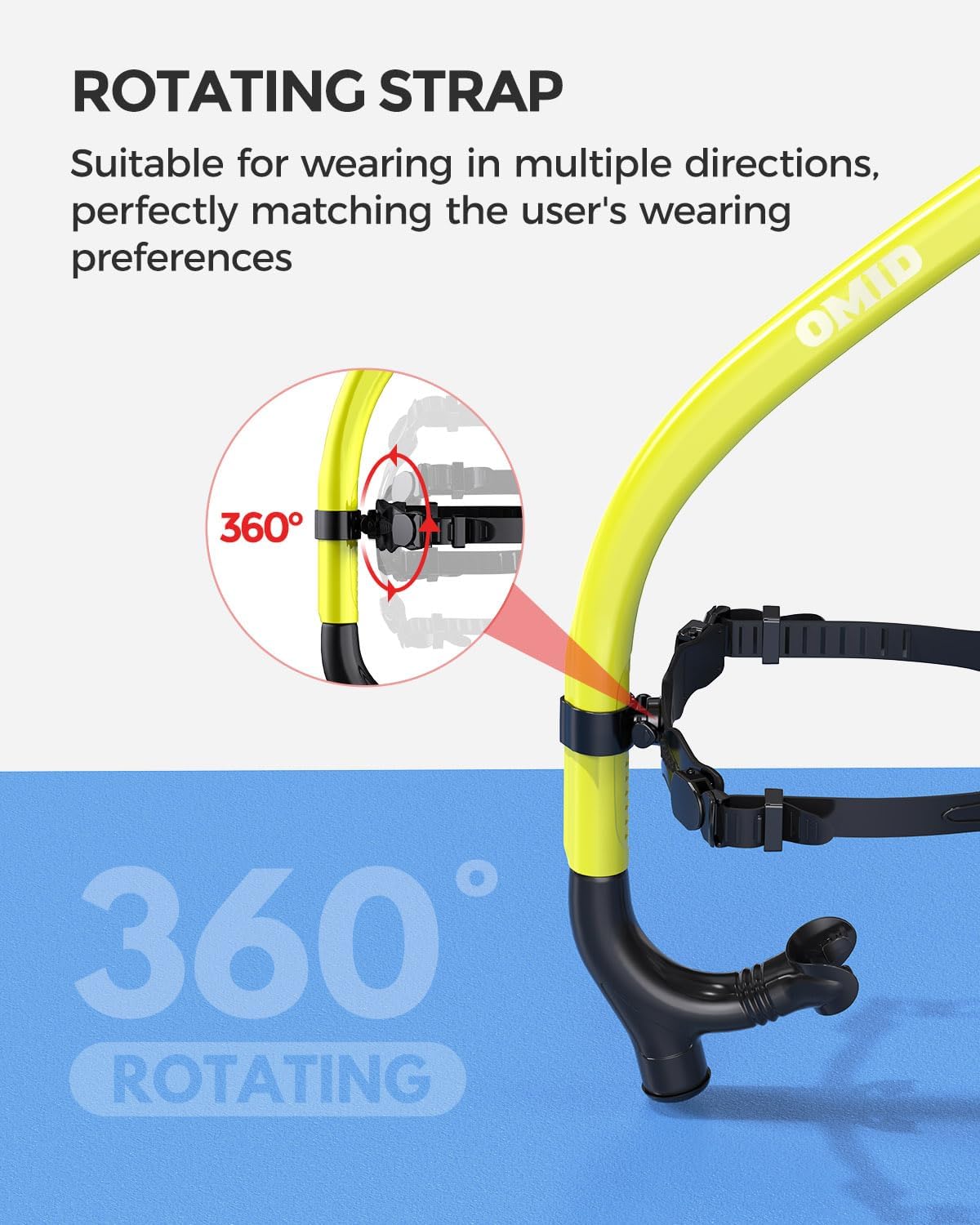 OMID SN1 Snorkel for Adult Youth, Diving Snorkel with One-Way Purge Valve, Food-Grade Silicone Mouthpiece