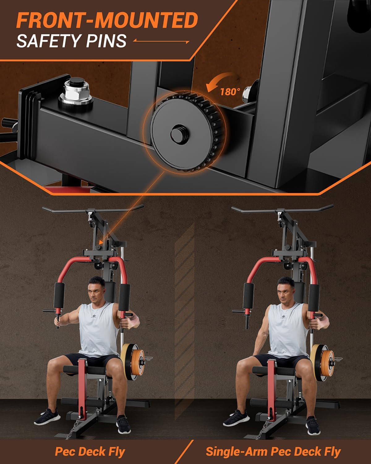 Multifunctional Home Gym Equipment with Lat Pulldown, Exercise Workout Station with Leg Press,Max 300LBS Capacity Home Gym Mahcine for Full Body Strength Training,Fit 1" & 2" Weight Plates(No Include)
