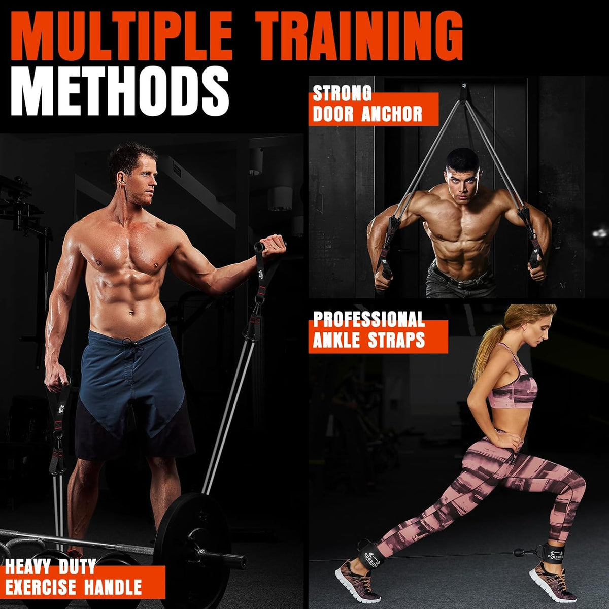 Heavy Resistance Bands for Working Out, 300LBS Exercise Bands with Handles, Workout Bands for Men, Weight Fitness Bands Set for Muscle Training, Strength, Slim, Yoga, Home Gym Equipment