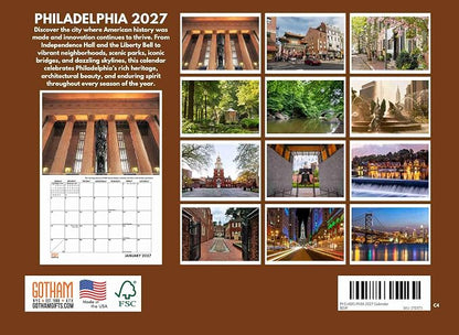 Philadelphia Calendar 2027 Monthly Wall Calender 12 Month