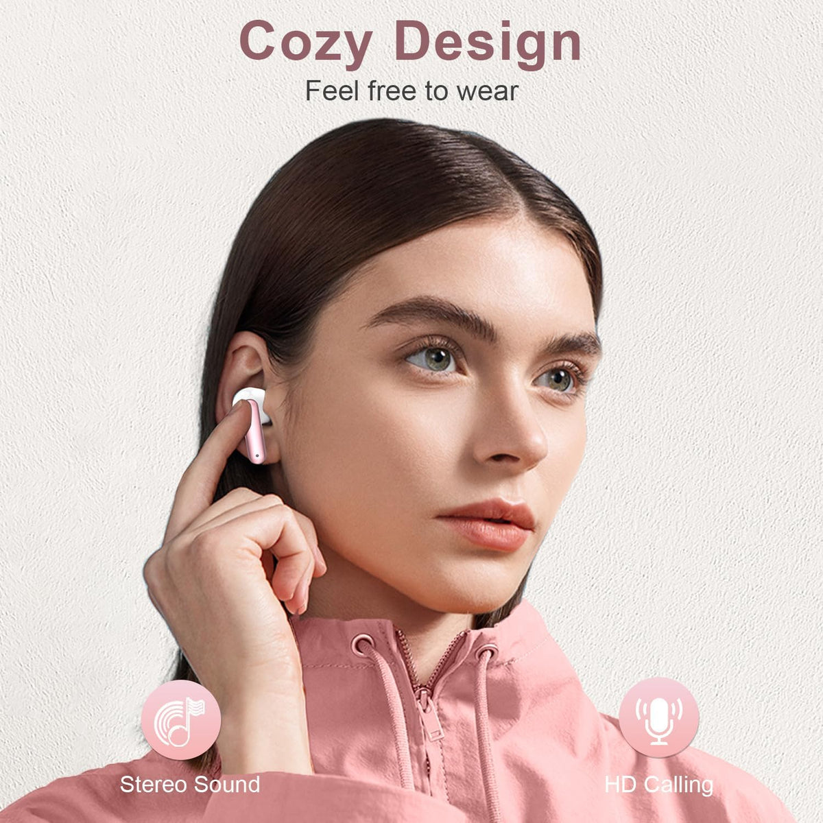 ZIUTY Wireless Earbuds Bluetooth Headphones, 50H Playtime Ear Buds with Mic, LED Digital Display Charging Case, IPX7 Waterproof, Deep Bass Stereo, in-Ear Earphone for iPhone Andriod Phone