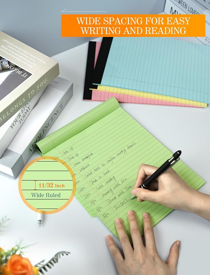 Legal Pads 8.5 x 11 Colored Note Pads, 12 Pack Colored Paper Pads 8.5x11