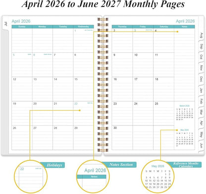 Daily Planner 2026-2027 Full Page Per Day- 2026-2027 Daily & Monthly Planner from July 2026 to June 2027, Day Planner 2026-27 with 12 Months Tabs, 6.4" x 8.5", Pink Flowers