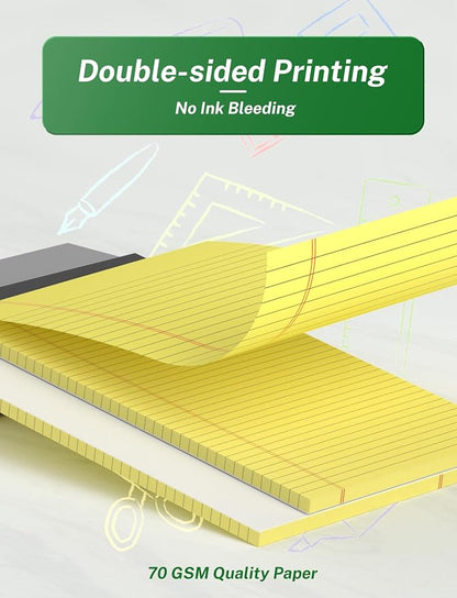 Zaviko Legal Pads 8.5 x 14, Wide Ruled Legal Pad, Yellow Paper 8.5 x 14